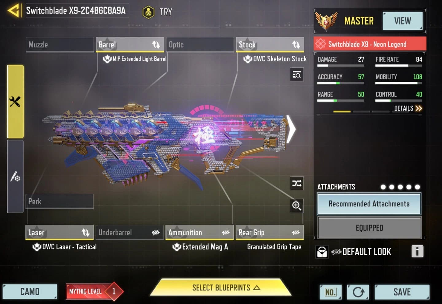 اتچمنت Switchblade X9 برای مولتی‌پلیر کالاف دیوتی موبایل