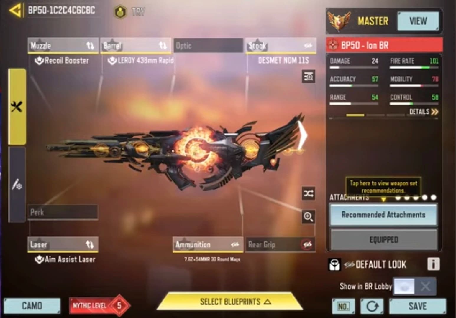 اتچمنت BP50 برای بتل رویال کالاف دیوتی موبایل