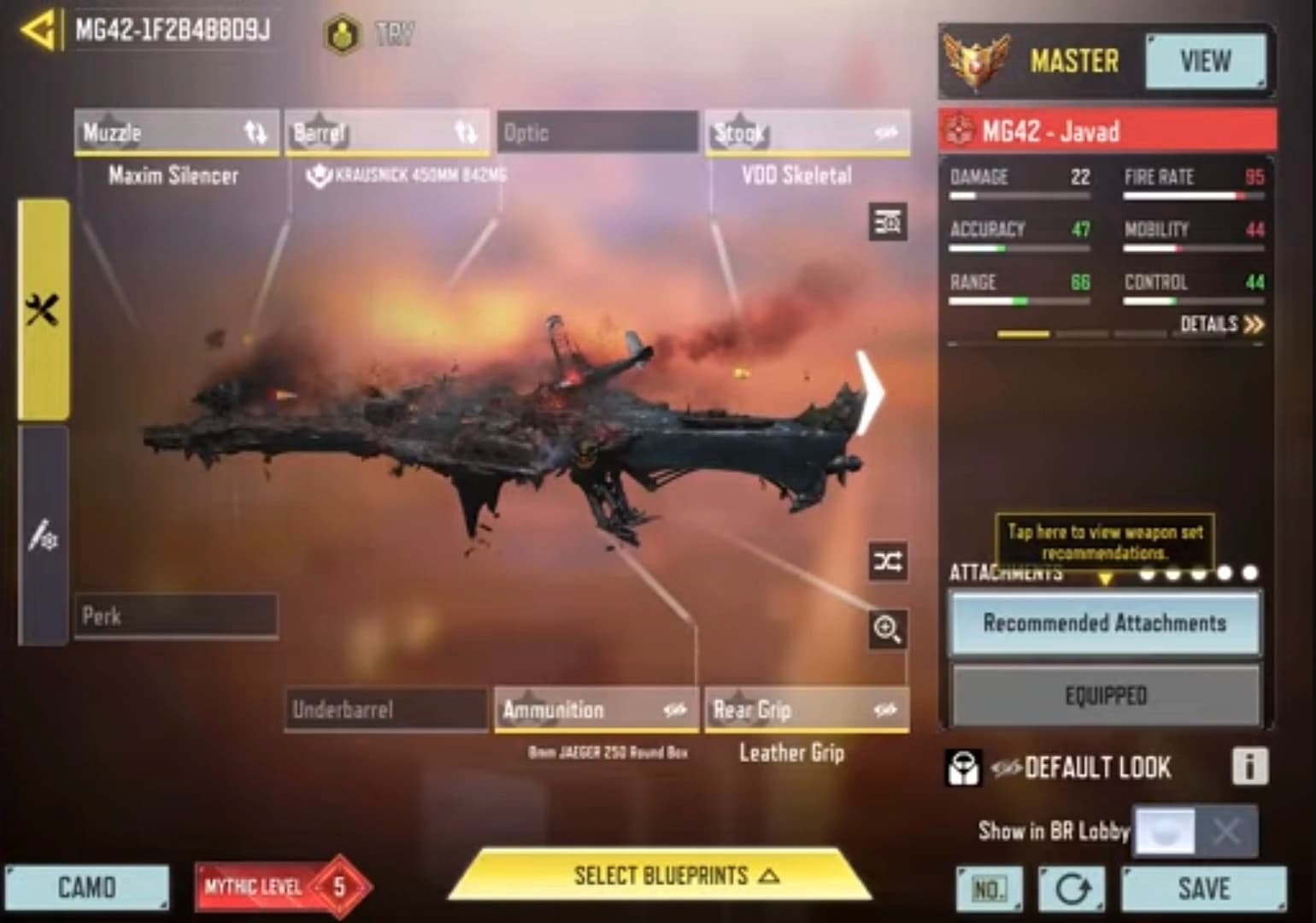 اتچمنت MG42 برای بتل رویال کالاف دیوتی موبایل