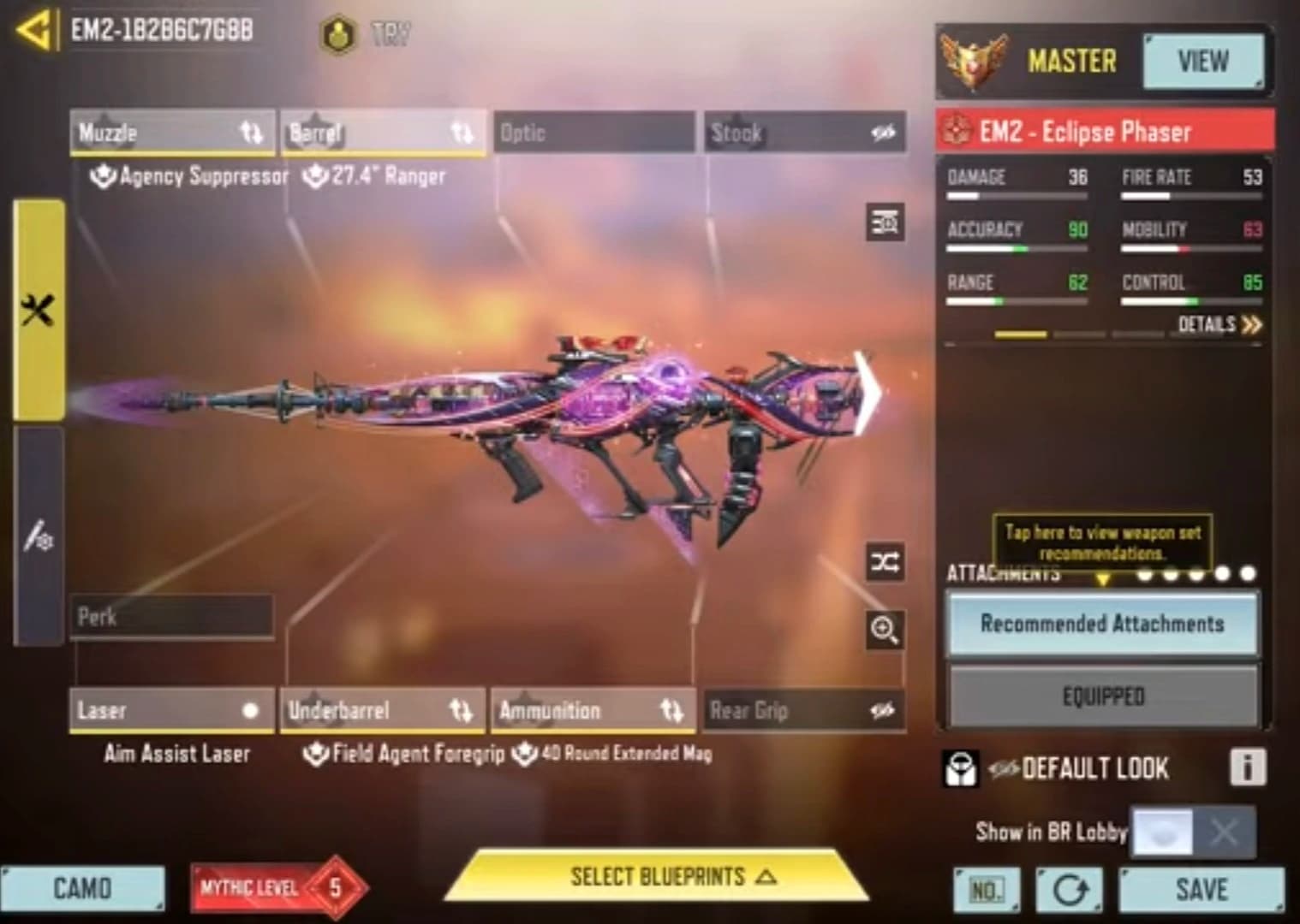 اتچمنت EM2 برای بتل رویال کالاف دیوتی موبایل