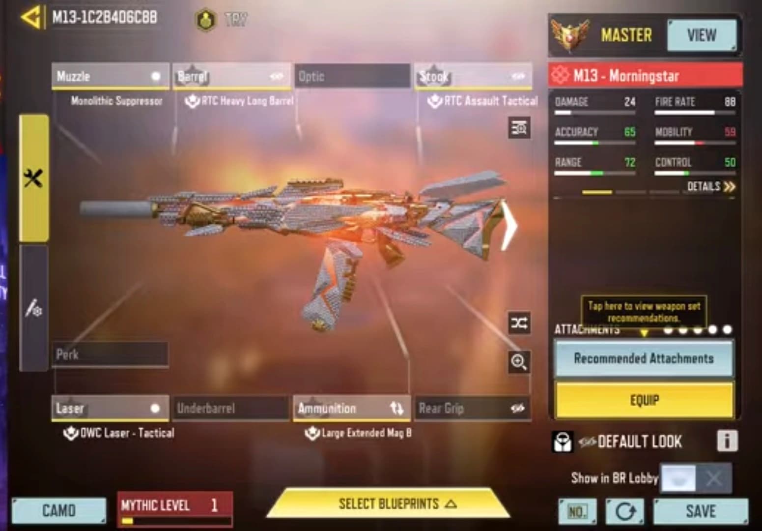 اتچمنت M13 برای بتل رویال کالاف دیوتی موبایل🪂